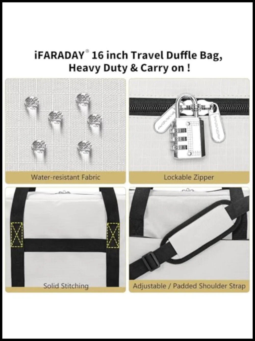 Carry On Duffle Bag for Travel, Airline Approved Personal Item, Water Resistant